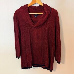 2 for $20! Nue Options Red and Black Cowl Neck Sweater